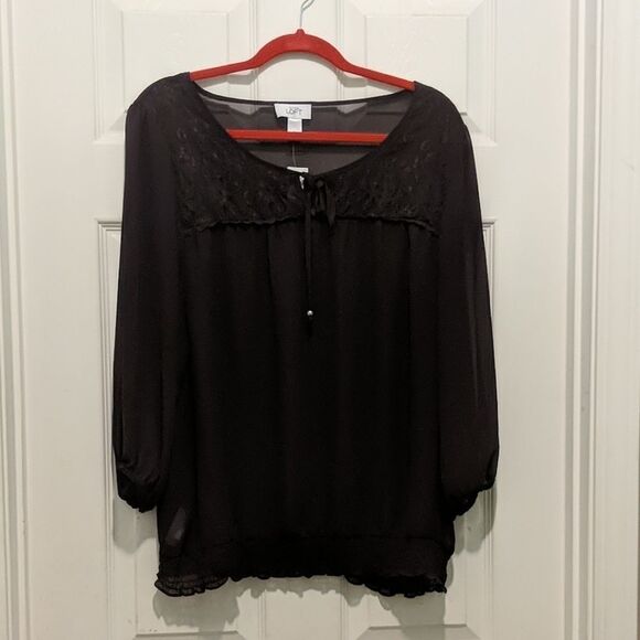 Ann Taylor Loft eggplant color sheer top SZ XLNWT - Picture 1 of 6